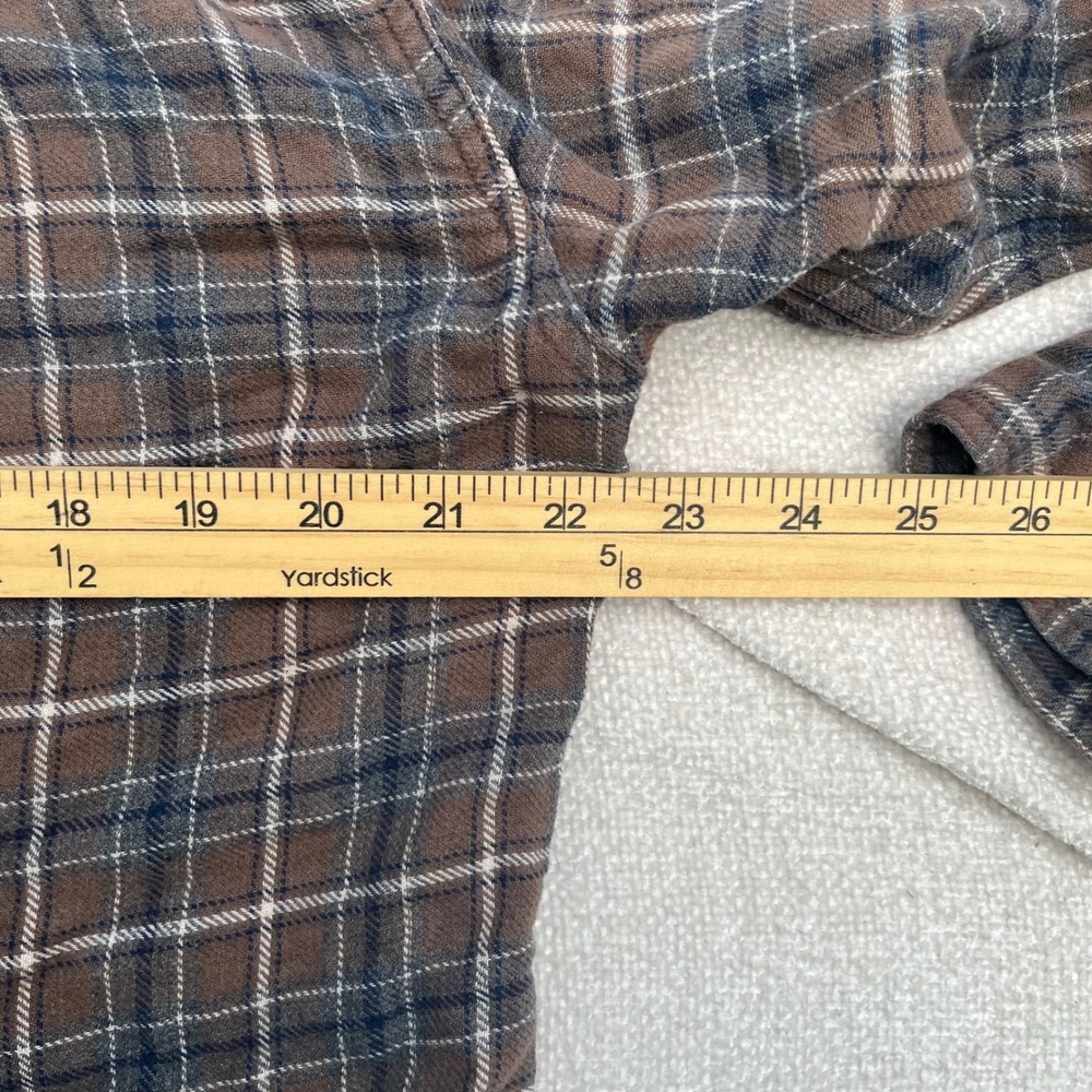 Carbon2Cobalt Mens Brown Blue Plaid Full Zip Flannel Shirt Jacket Size M Cotton - Picture 7 of 9